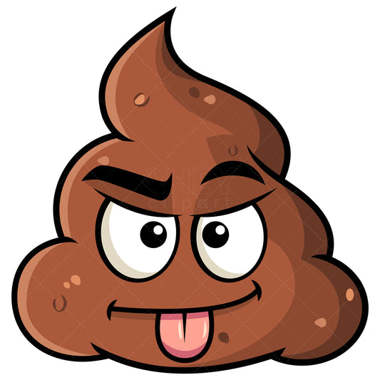 Royalty-free stock vector illustration of a mocking poop emoji.