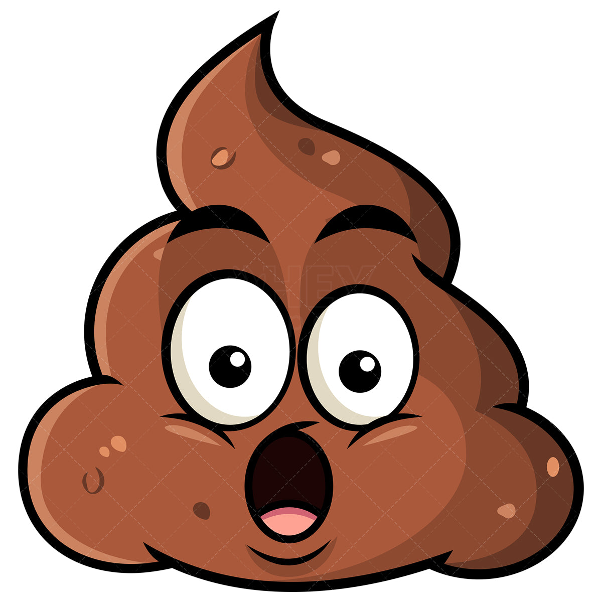 Royalty-free stock vector illustration of a surprised poop emoji.