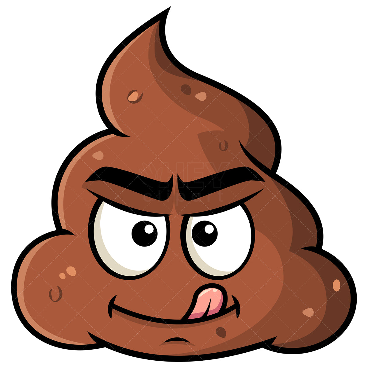 Royalty-free stock vector illustration of a evil look poop emoji.