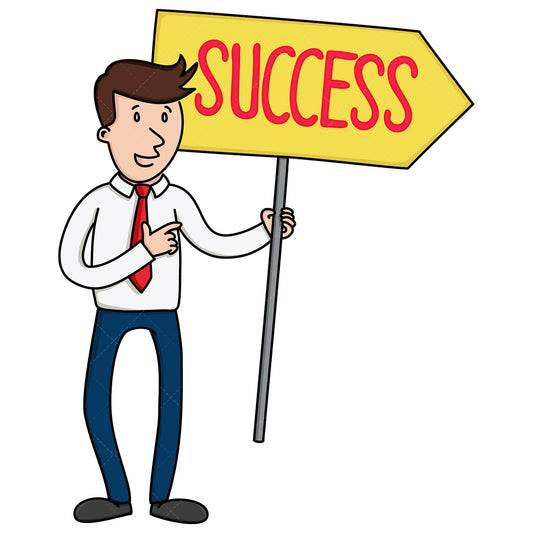 Royalty-free stock vector illustration of a businessman holding success sign.