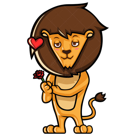 Royalty-free stock vector illustration of a lovestruck lion feeling in love.