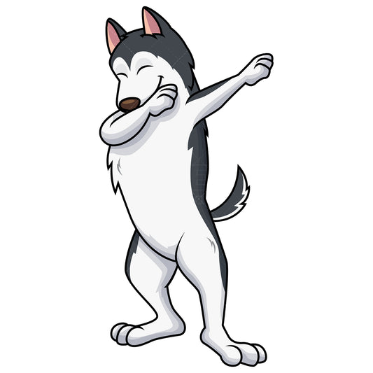 Royalty-free stock vector illustration of a dabbing husky dog.