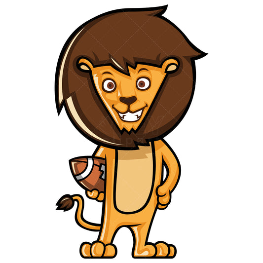 Royalty-free stock vector illustration of a lion holding a football.