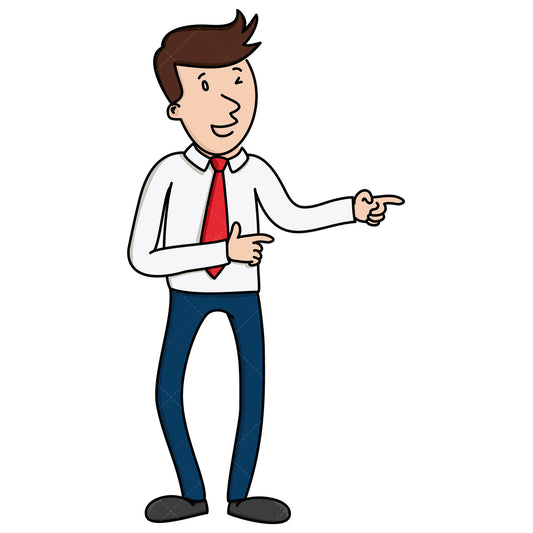 Royalty-free stock vector illustration of a businessman pointing to the side.