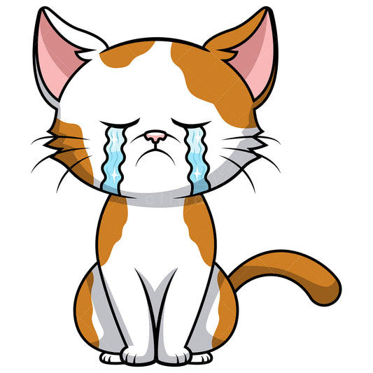 Royalty-free stock vector illustration of  a crying cat.