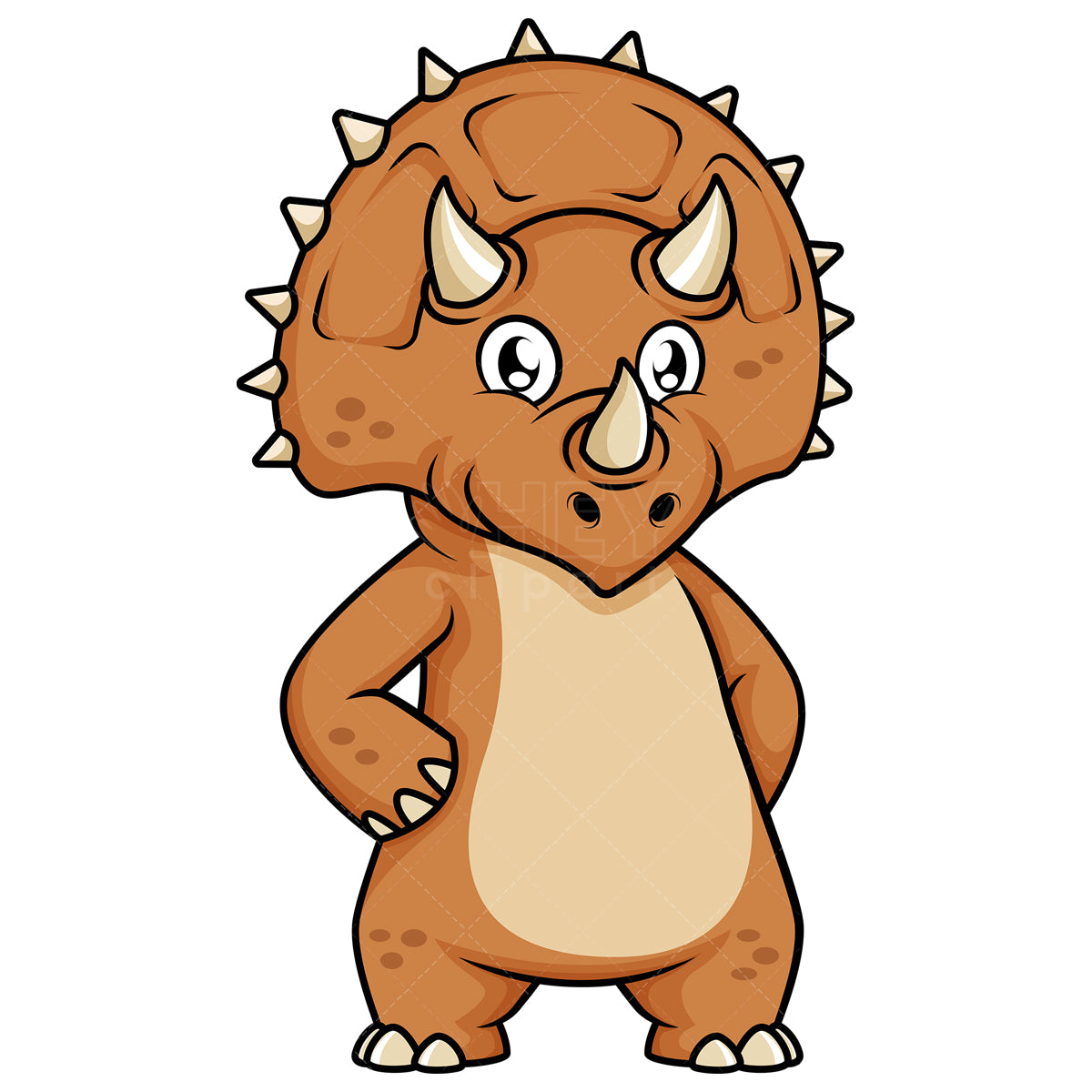 Royalty-free stock vector illustration of a cute triceratops dinosaur.