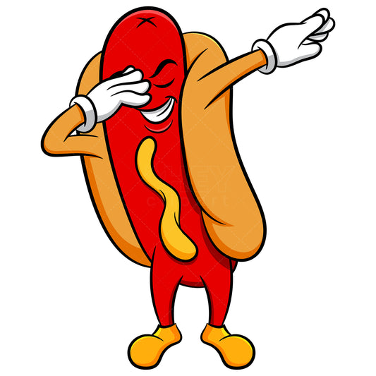 Royalty-free stock vector illustration of a dabbing hot dog.