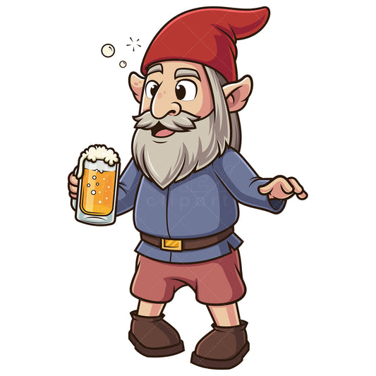 Royalty-free stock vector illustration of a drunk gnome.