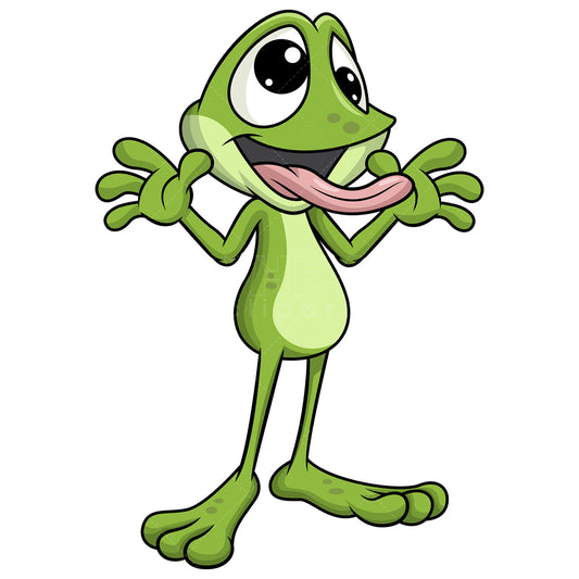 Royalty-free stock vector illustration of  a funny frog mascot being silly.