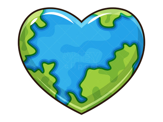 Royalty-free stock vector illustration of a heart shaped earth.