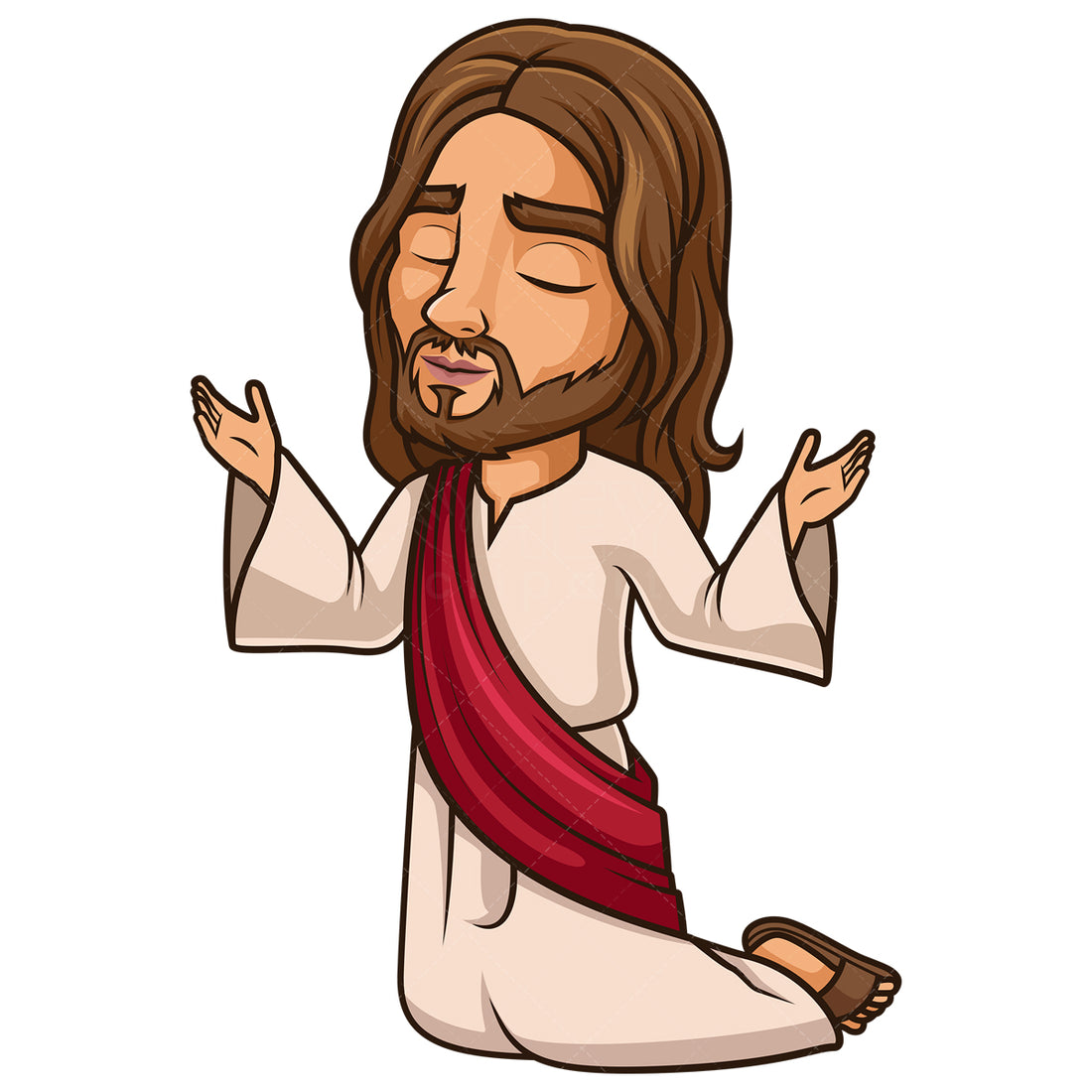 Cartoon Jesus Christ Praising The Lord Vector Clip Art Illustration ...