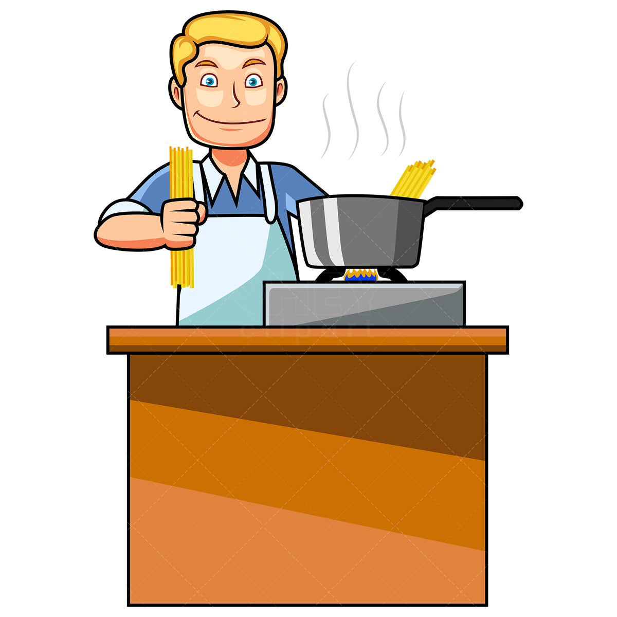 Royalty-free stock vector illustration of a man making spaghetti.