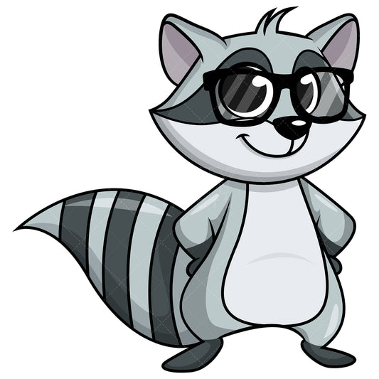 Royalty-free stock vector illustration of  a raccoon with glasses.