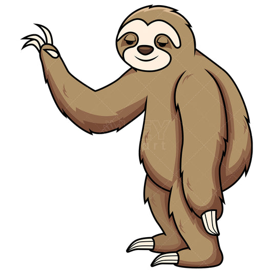 Royalty-free stock vector illustration of a sloth making a slow gesture.