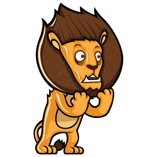 Royalty-free stock vector illustration of a lion looking scared.