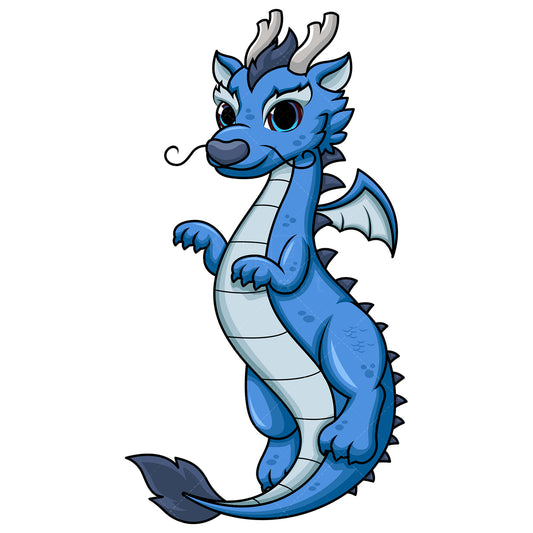 Royalty-free stock vector illustration of a blue dragon.