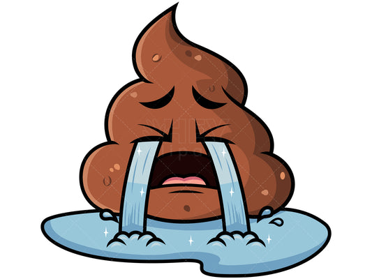 Royalty-free stock vector illustration of a crying out loud poop emoji.