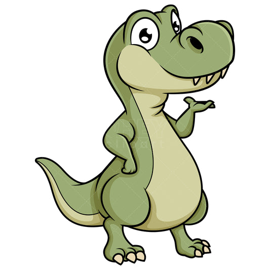 Royalty-free stock vector illustration of a cute dinosaur presenting.