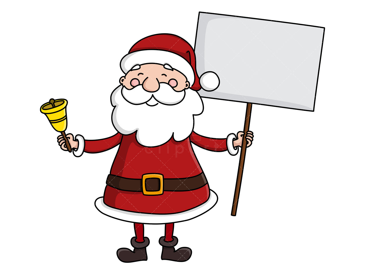 Royalty-free stock vector illustration of  a cute santa claus holding blank billboard.
