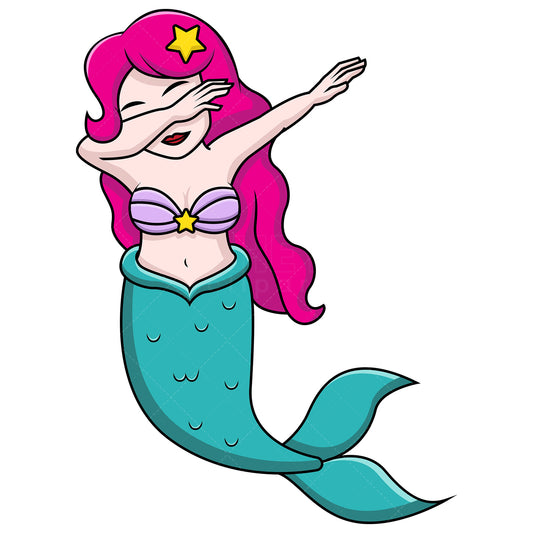 Royalty-free stock vector illustration of a dabbing mermaid.