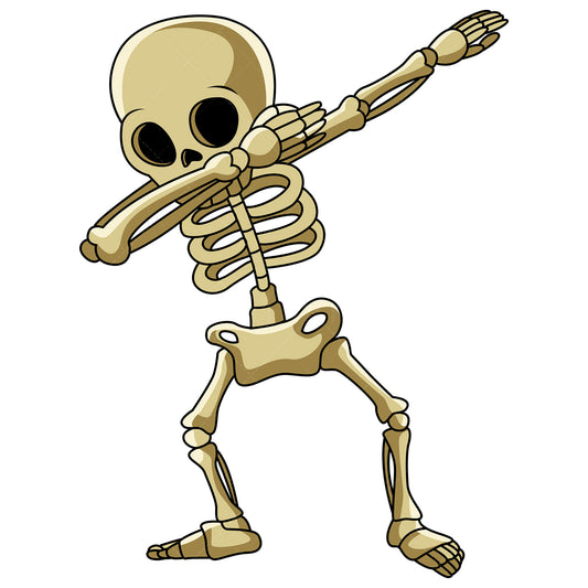 Royalty-free stock vector illustration of a dabbing skeleton.