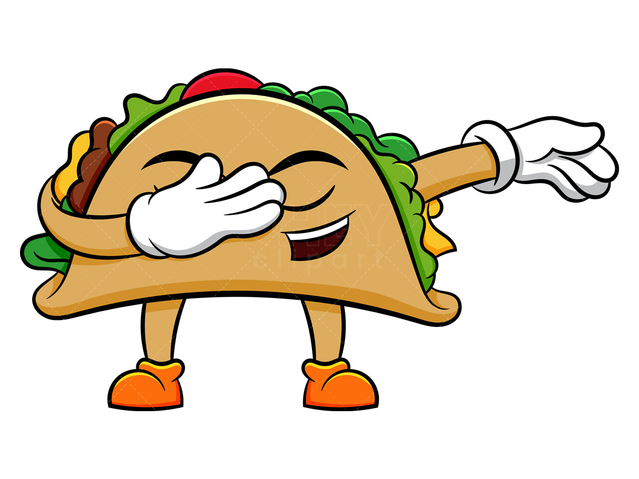 Royalty-free stock vector illustration of a dabbing taco.