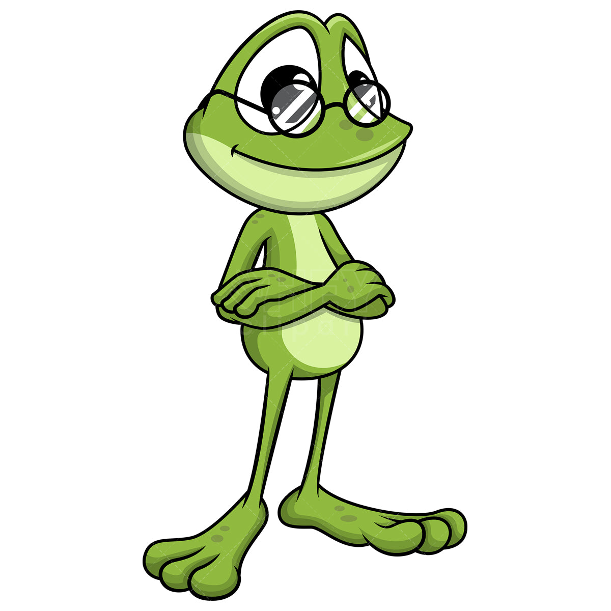 Royalty-free stock vector illustration of  a frog mascot with glasses.