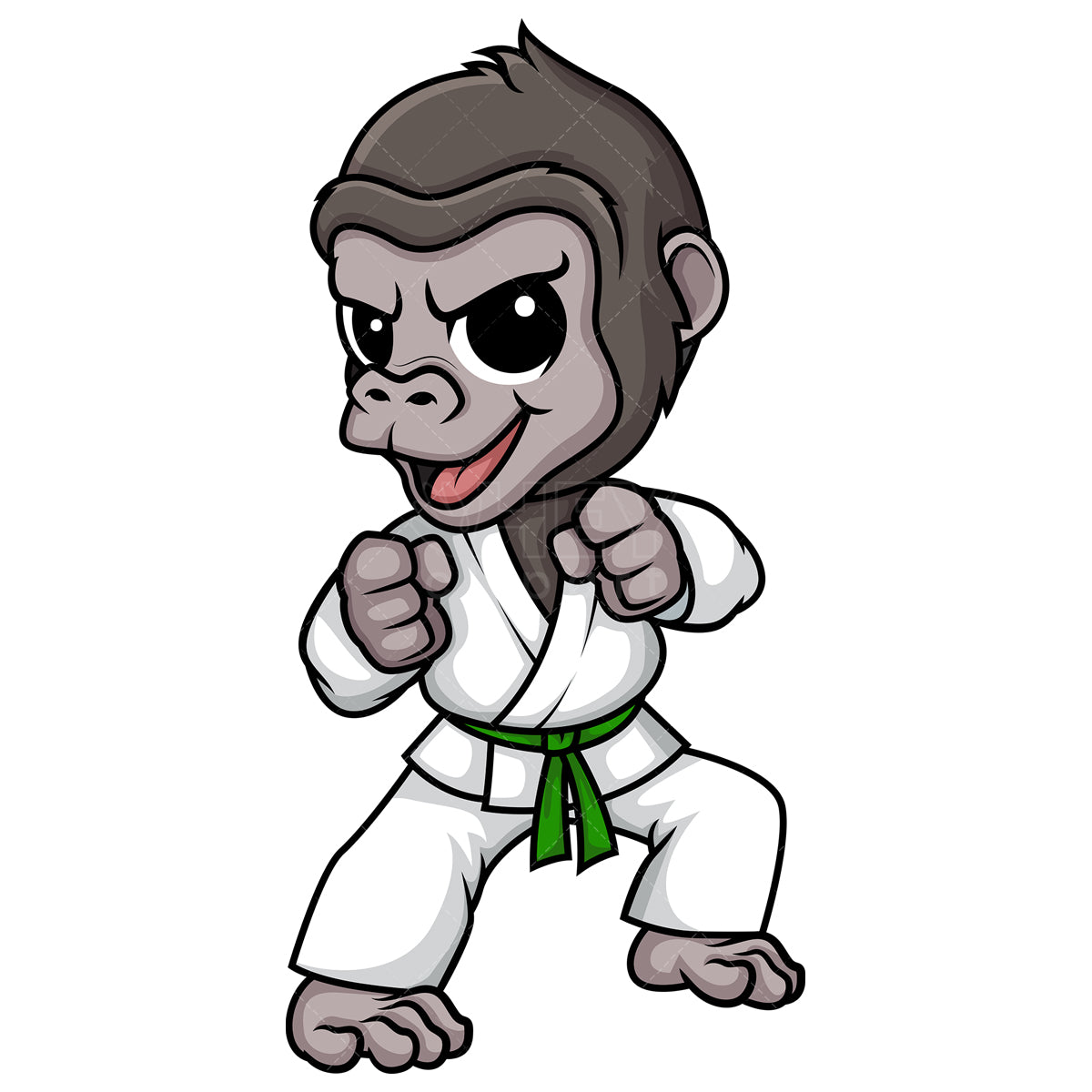 Royalty-free stock vector illustration of  a gorilla doing karate.