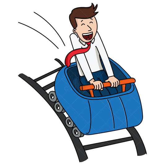 Royalty-free stock vector illustration of a business man on roller coaster ride.