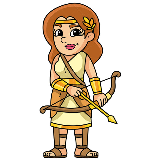 Royalty-free stock vector illustration of a artemis greek goddess.