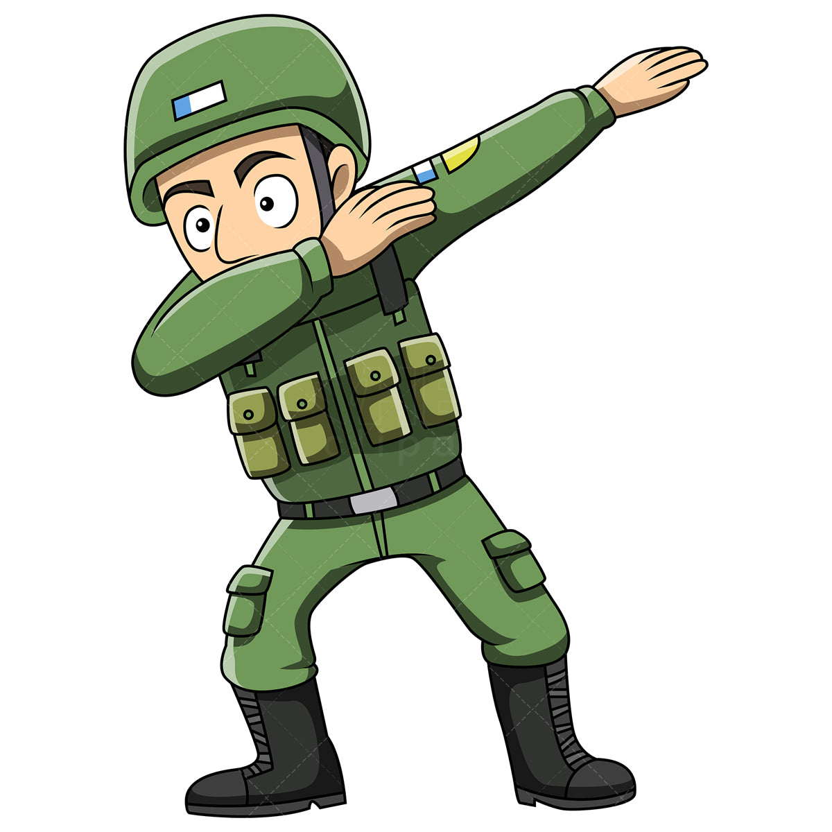 Royalty-free stock vector illustration of a dabbing soldier.