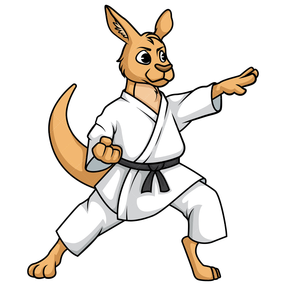 Royalty-free stock vector illustration of  a kangaroo doing karate.