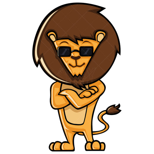 Royalty-free stock vector illustration of a lion wearing sunglasses.