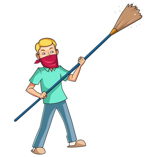 Royalty-free stock vector illustration of a man dusting.