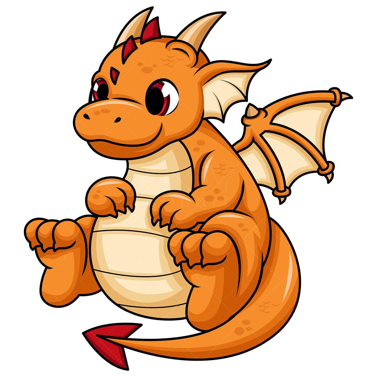 Royalty-free stock vector illustration of an orange chubby dragon.