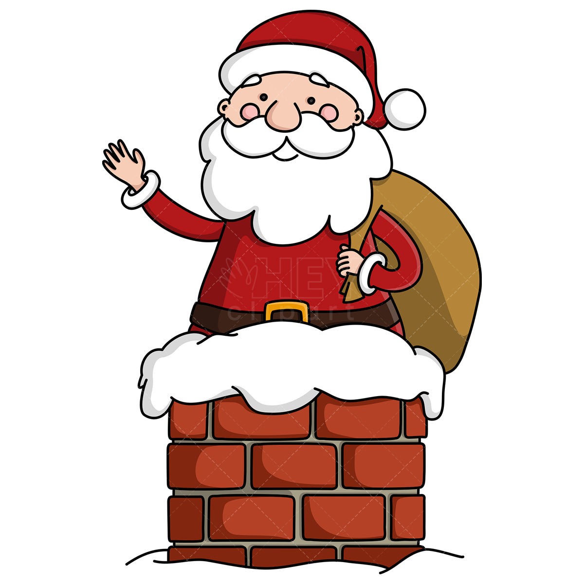 Royalty-free stock vector illustration of  a santa claus going down the chimney.