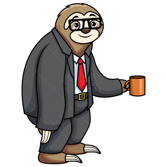 Royalty-free stock vector illustration of a sloth businessman.