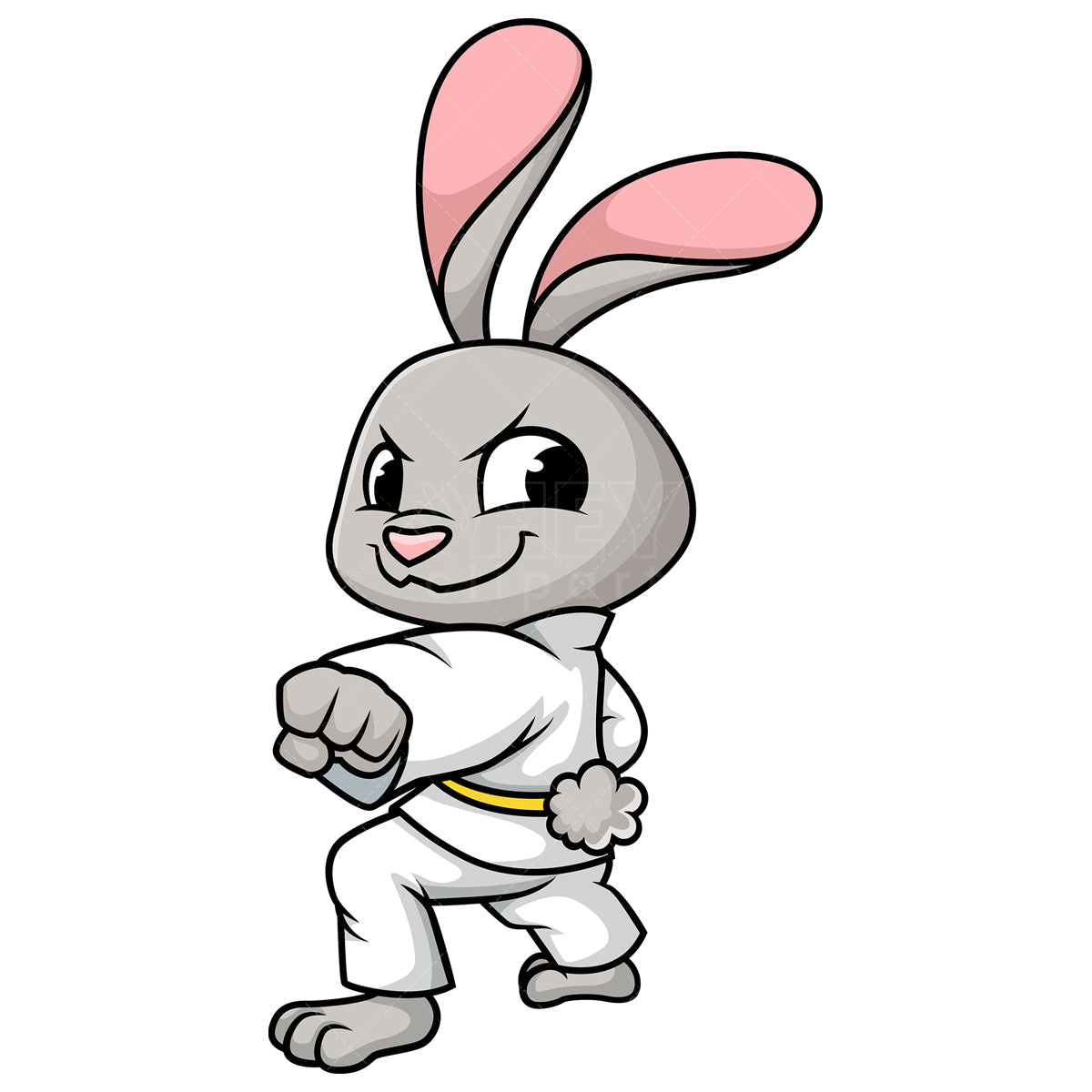 Royalty-free stock vector illustration of  a bunny doing karate.