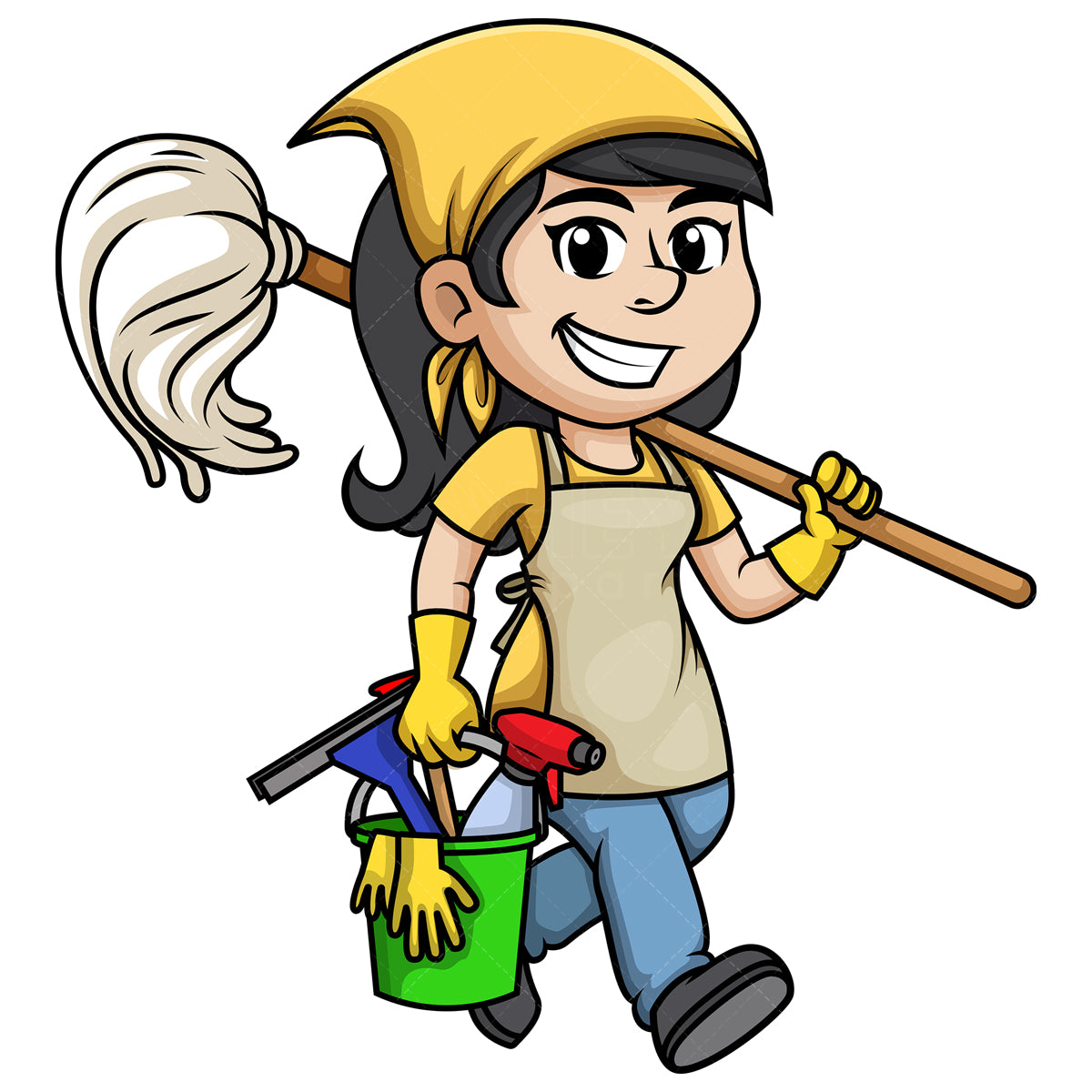 Royalty-free stock vector illustration of a cleaning lady.