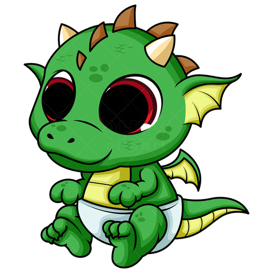 Royalty-free stock vector illustration of a cute baby dragon.