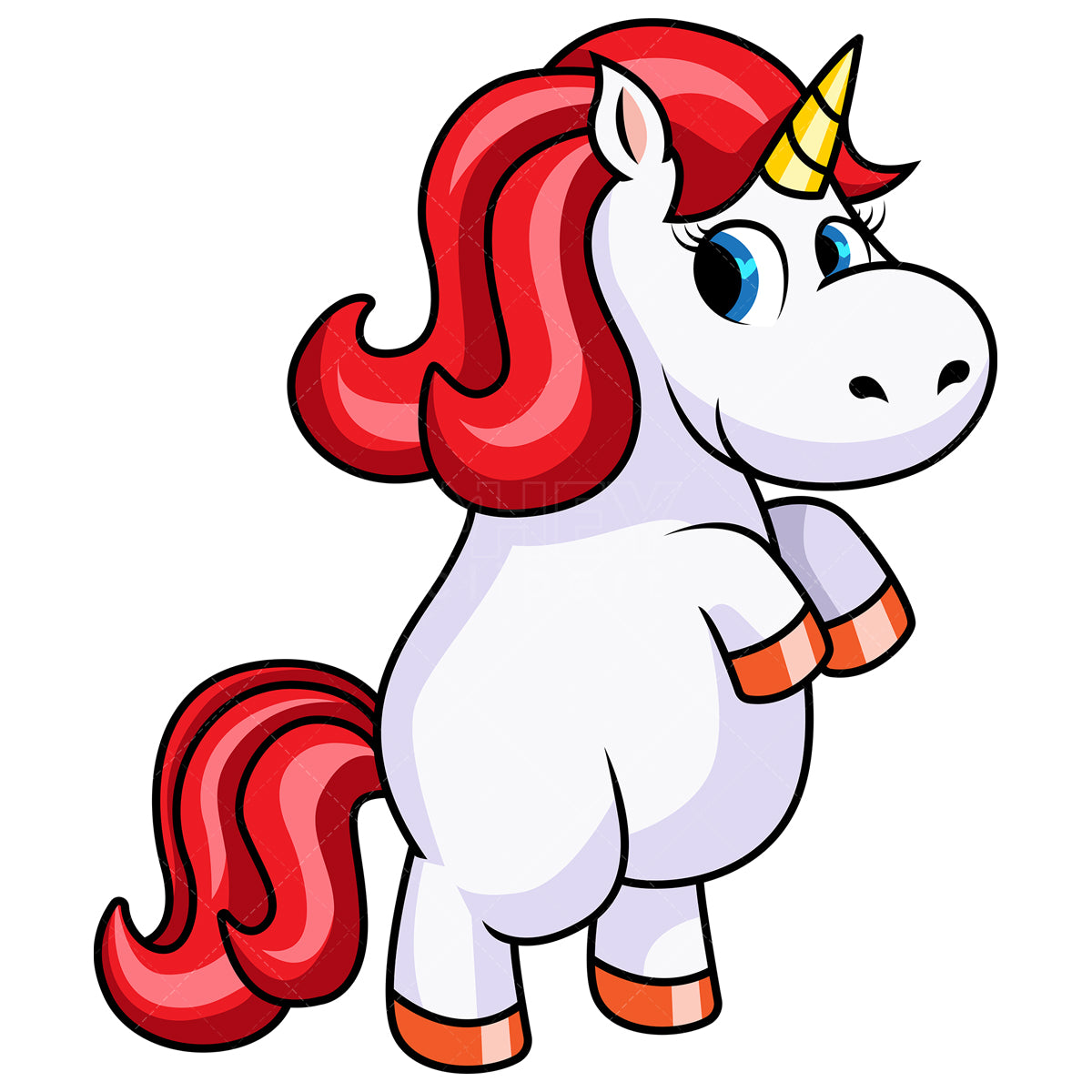 Royalty-free stock vector illustration of a cute unicorn rearing.