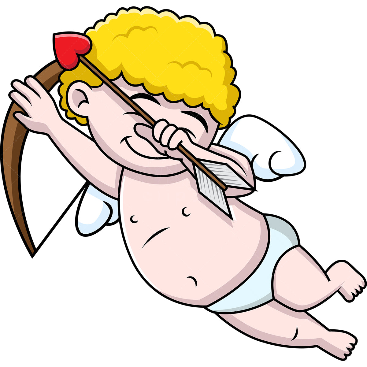 Royalty-free stock vector illustration of a dabbing cupid.