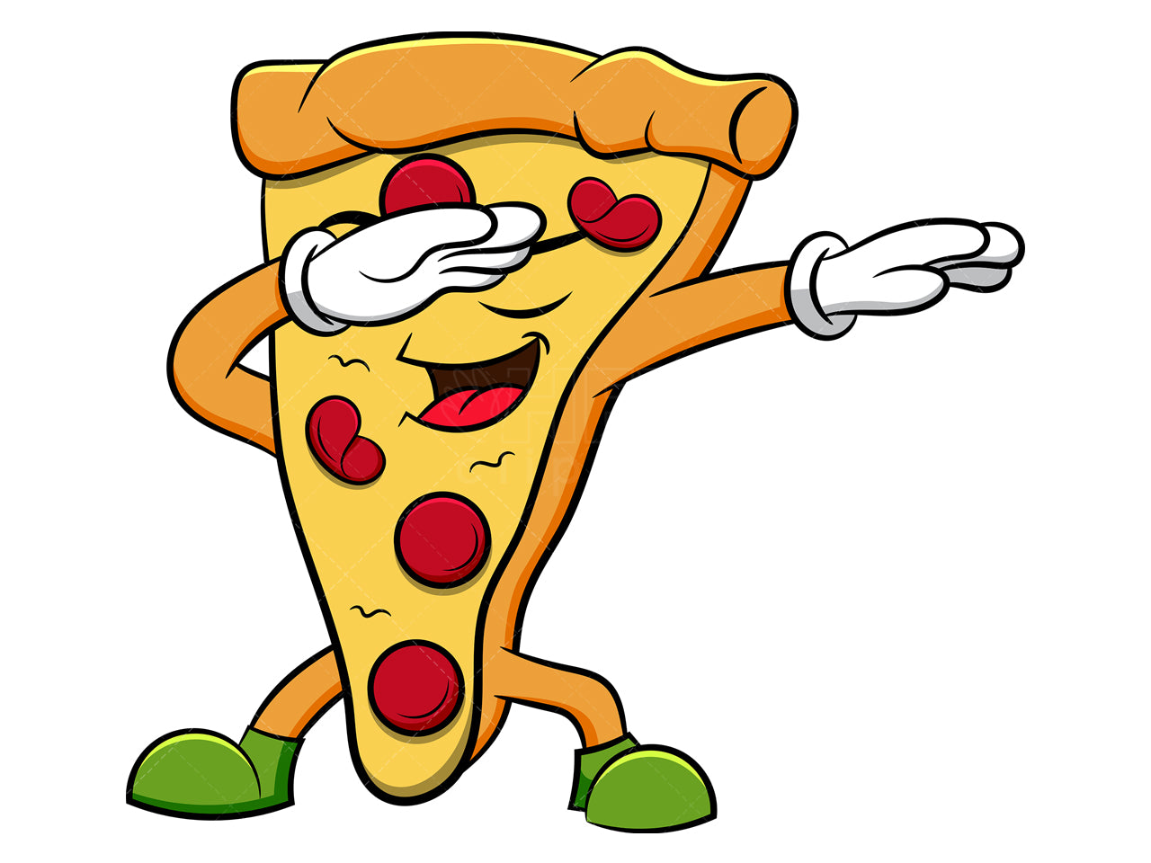 Royalty-free stock vector illustration of a dabbing pizza slice.