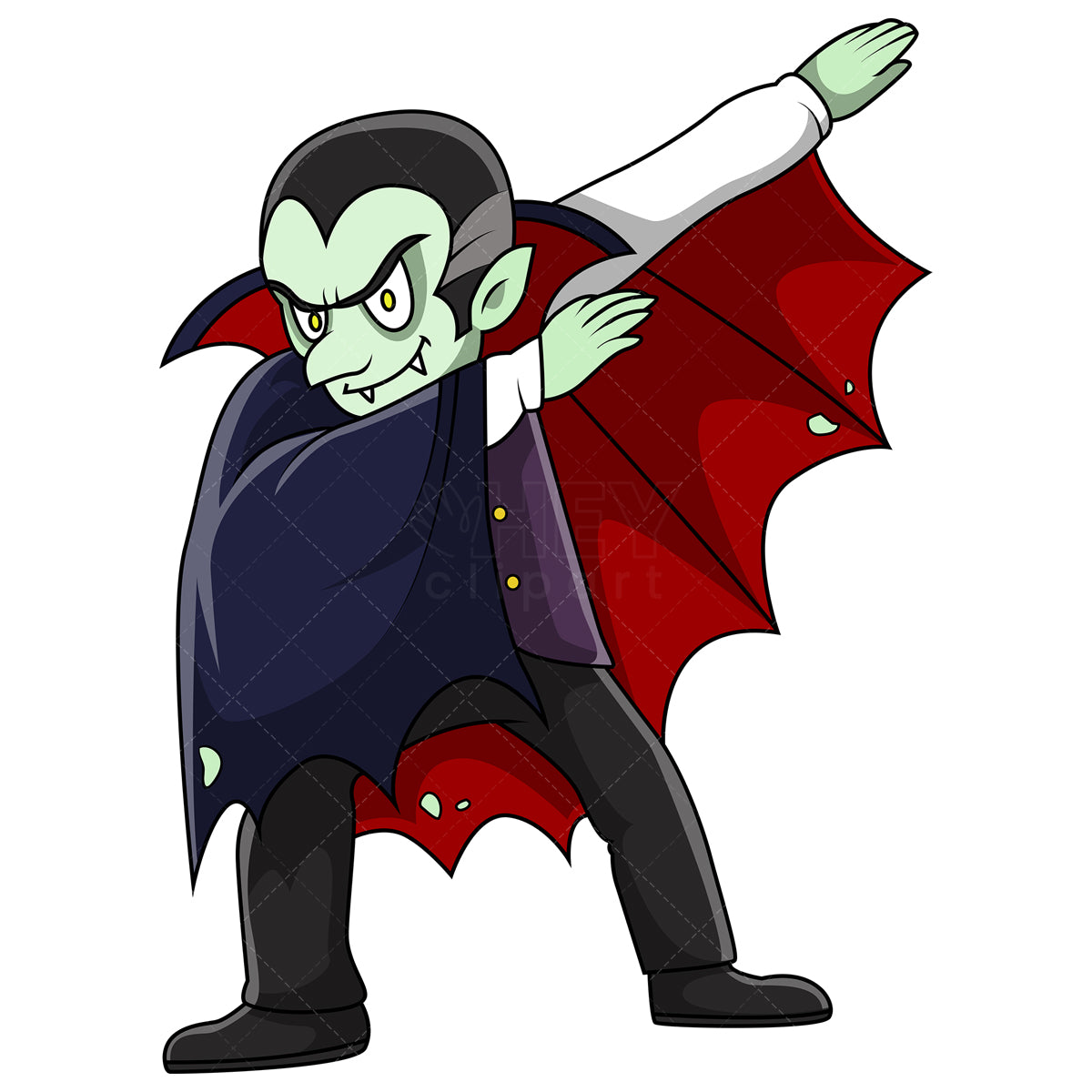 Royalty-free stock vector illustration of a dabbing vampire.