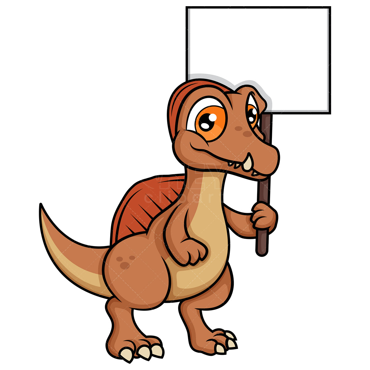 Royalty-free stock vector illustration of a dinosaur holding empty sign.