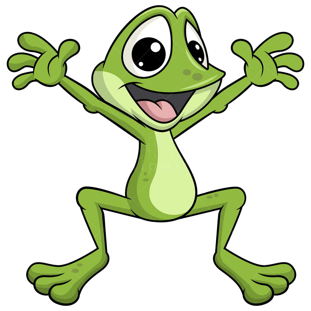 Royalty-free stock vector illustration of  a hopping frog mascot.