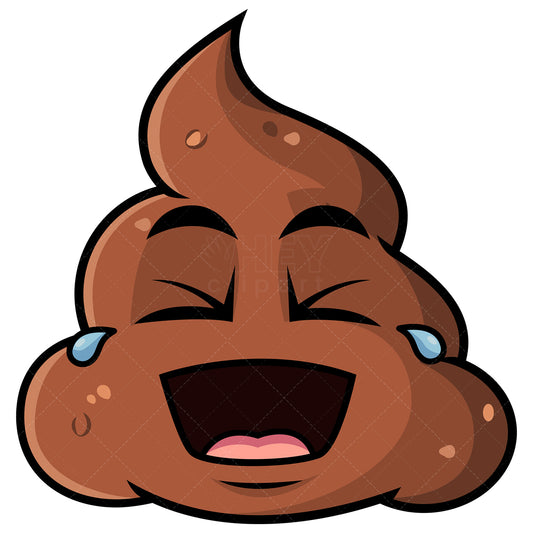 Royalty-free stock vector illustration of a laughing out loud poop emoji.