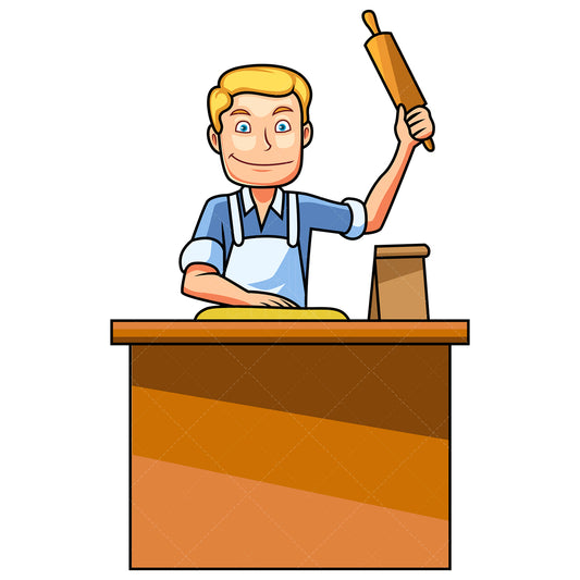 Royalty-free stock vector illustration of a man holding rolling pin.