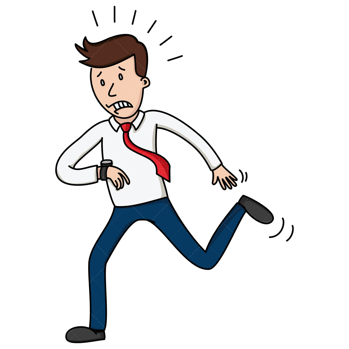 Royalty-free stock vector illustration of a businessman running late.