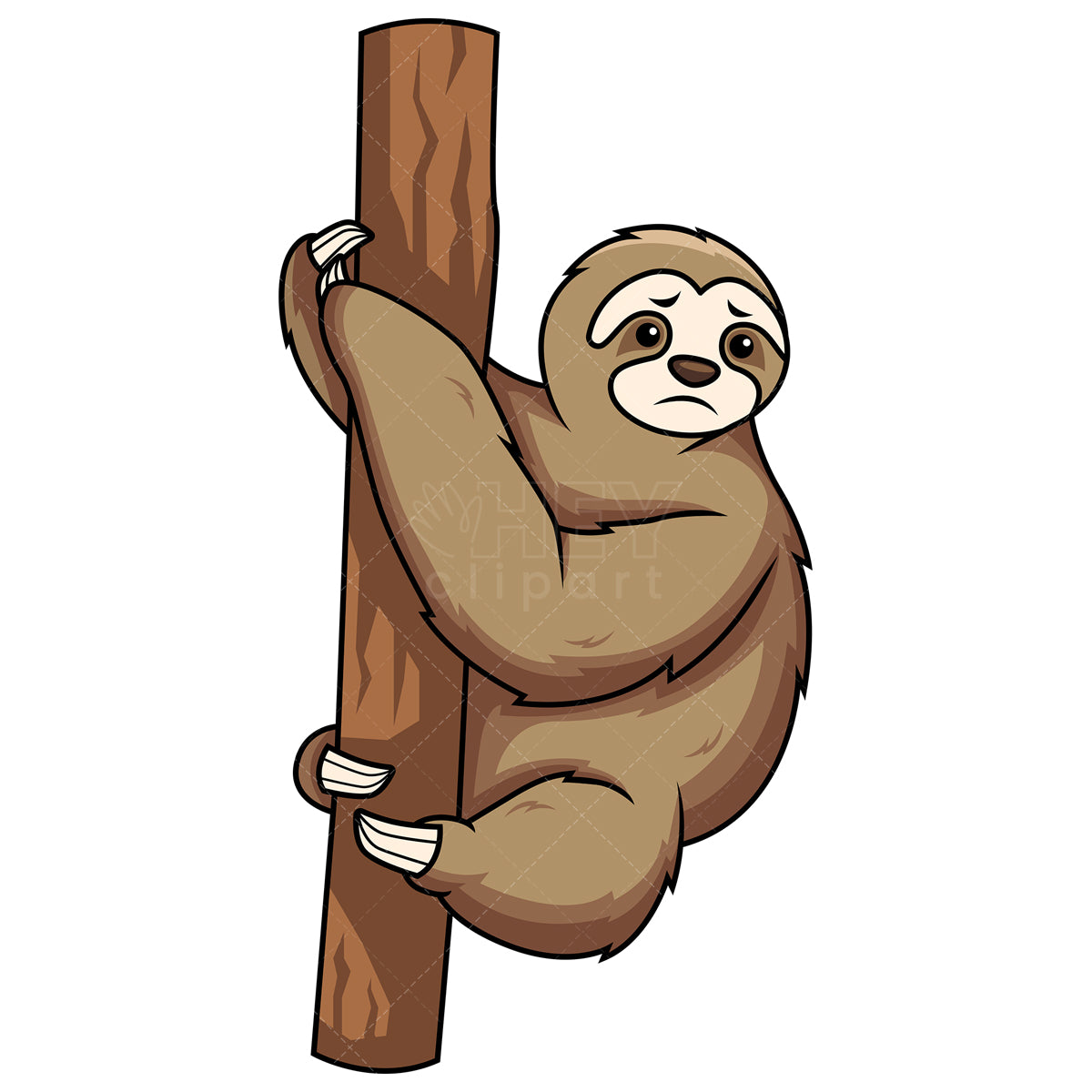 Royalty-free stock vector illustration of a sad sloth.